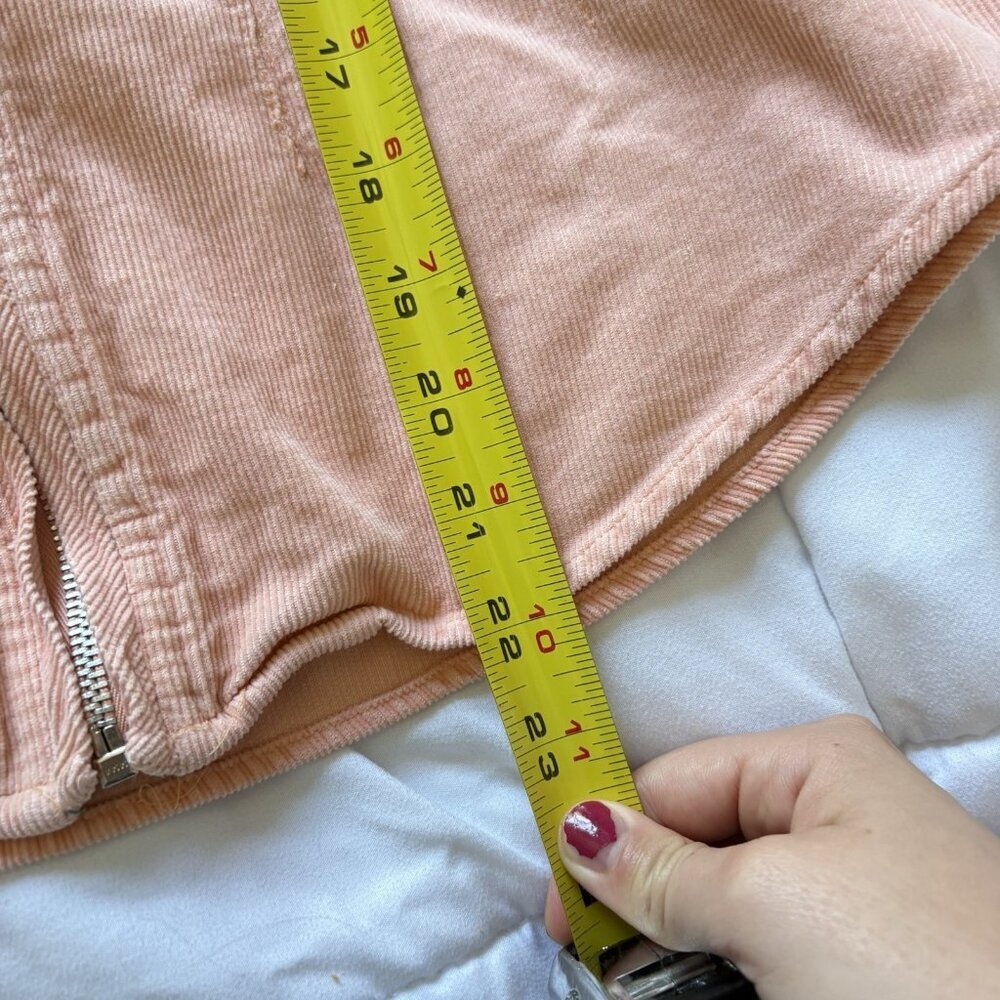 VTG 1980s Jean Jacket Women Small Corduroy Collar Barn Coat Coral Orange Y2K 90s - Picture 4 of 8